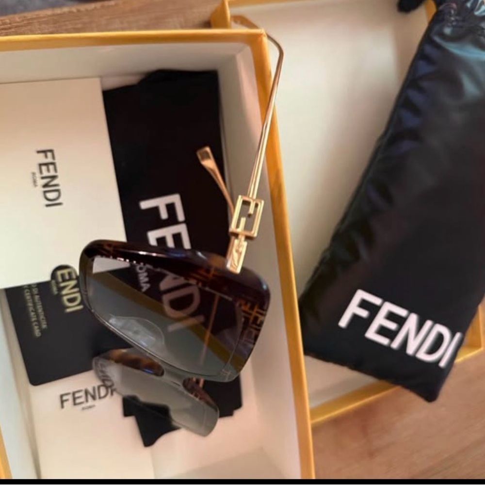 Fendi Gold and Brown Men's Sunglasses